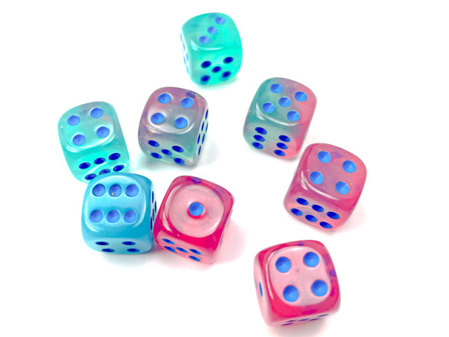 Gemini Gel Green-Pink/blue Luminary 12mm d6 Set di Dadi (36 dice)