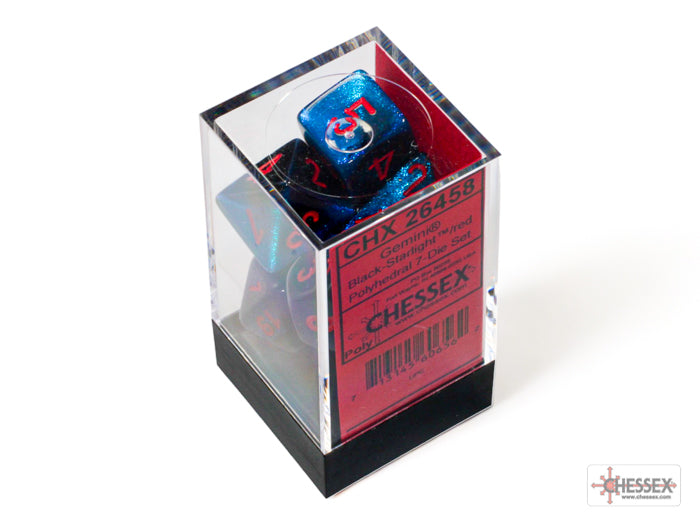 Gemini Black-Starlight/red Polyhedral Set 7 dadi