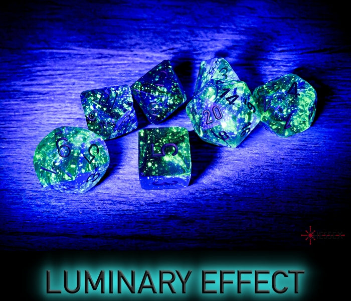 Nebula Oceanic/gold Luminary Polyhedral Set 7 Dadi