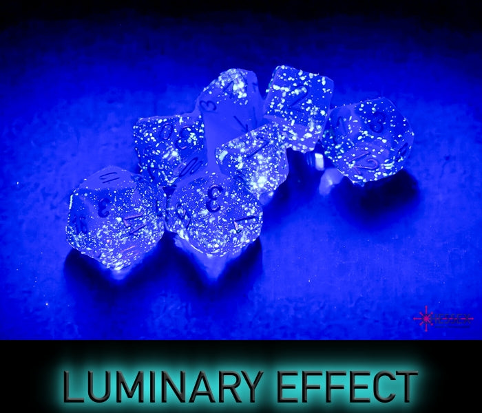 Borealis Royal Purple/gold Luminary Polyhedral Set 7 dadi