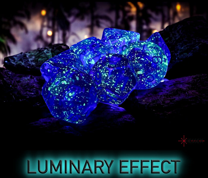 Nebula Nocturnal/blue Luminary Polyhedral Set 7 dadi