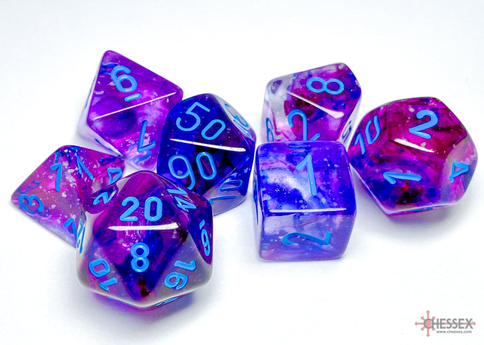 Nebula Nocturnal/blue Luminary Polyhedral Set 7 dadi