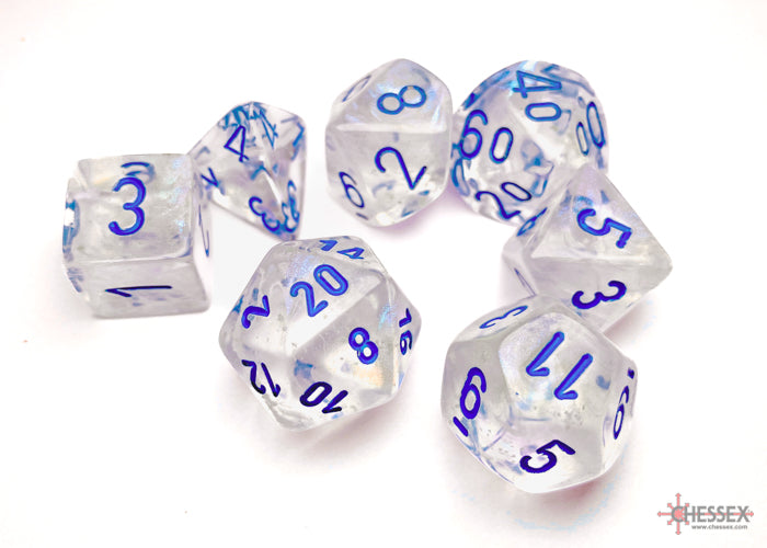 Borealis Icicle/light blue Luminary Polyhedral Set 7 dadi