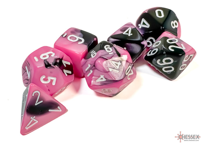 Gemini Black-Pink/white Polyhedral Set 7 dadi