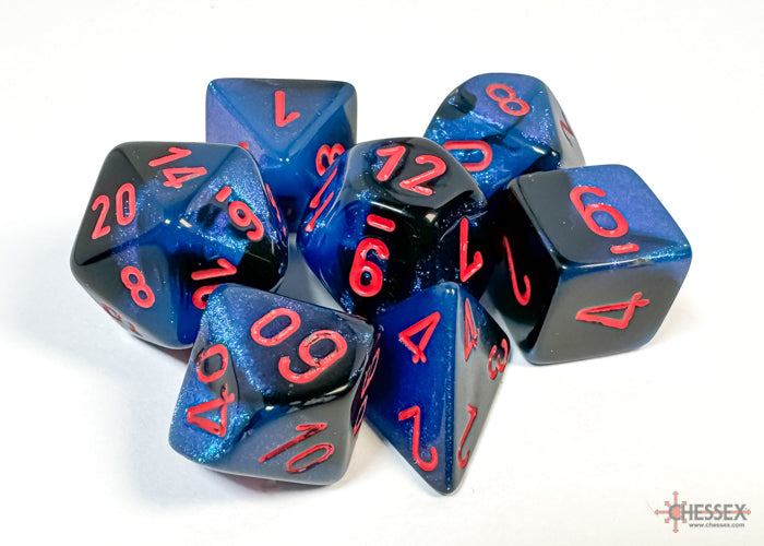 Gemini Black-Starlight/red Polyhedral Set 7 dadi