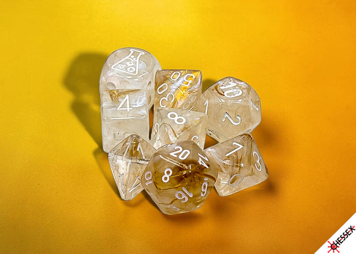Lab Dice Borealis Champagne/white Polyhedral Set 7 Dadi (con dado bonus)