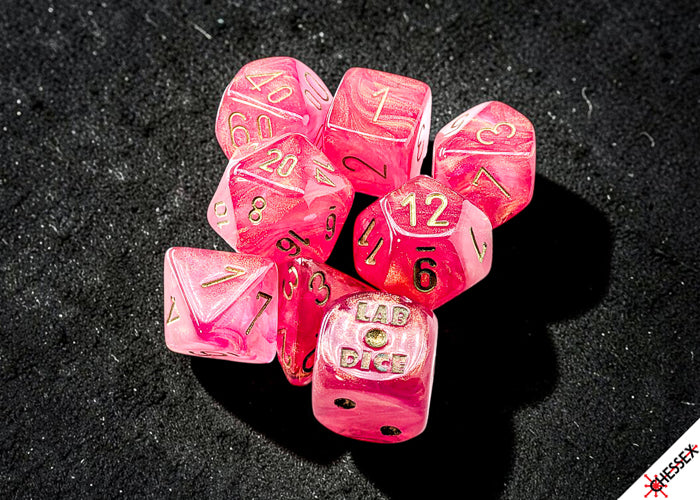Lab Dice Shimmer Ignis/Gold Polyhedral Set di 7 Dadi con dado bonus