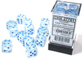 Borealis Icicle/light blue Luminary 16mm d6 Set di dadi (12 dice)