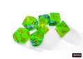 Gemini Plasma Green-Teal/orange Luminary Polyhedral Set 7 dadi