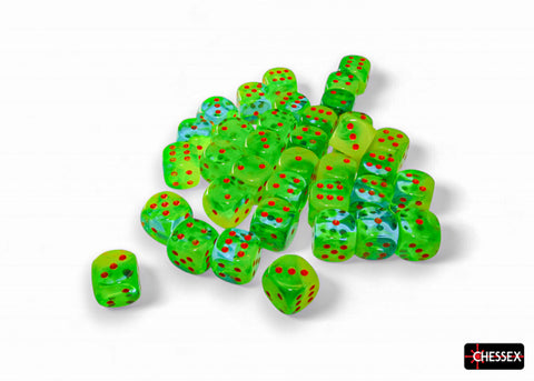 Gemini Plasma Green-Teal/orange Luminary 12mm d6 Set di dadi (36 dice)