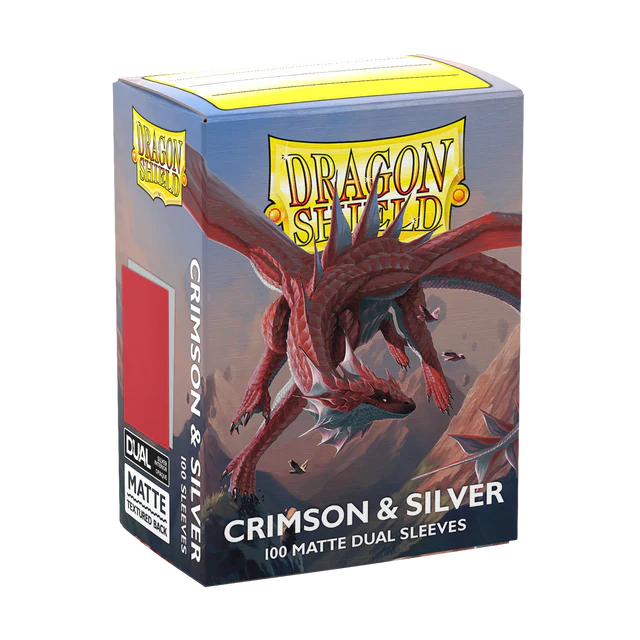 DRAGON SHIELD Dual Matte Sleeves - Crimson & Silver (100 Sleeves)