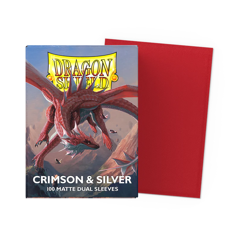 DRAGON SHIELD Dual Matte Sleeves - Crimson & Silver (100 Sleeves)
