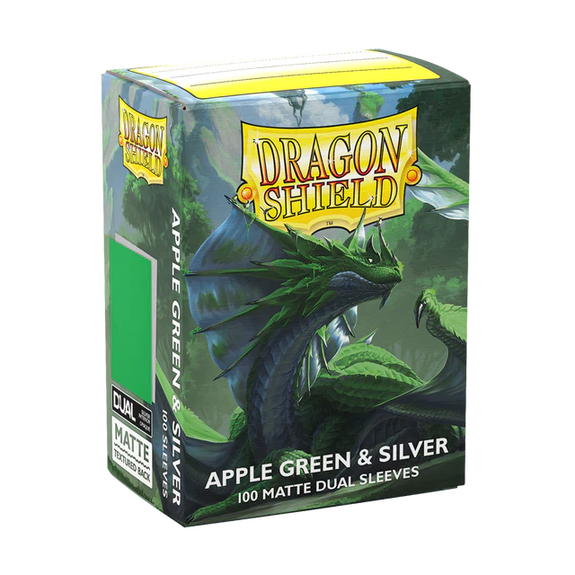 DRAGON SHIELD Dual Matte Sleeves - Apple Green & Silver (100 Sleeves)