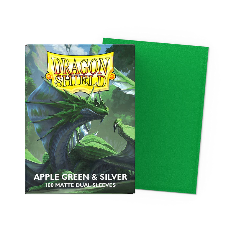 DRAGON SHIELD Dual Matte Sleeves - Apple Green & Silver (100 Sleeves)