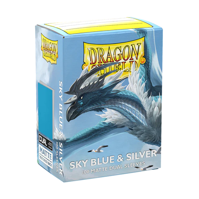 DRAGON SHIELD Dual Matte Sleeves - Sky Blue & Silver (100 Sleeves)