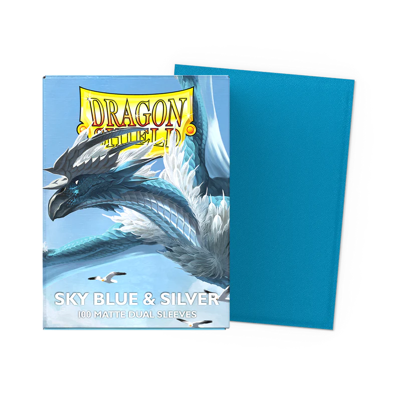 DRAGON SHIELD Dual Matte Sleeves - Sky Blue & Silver (100 Sleeves)
