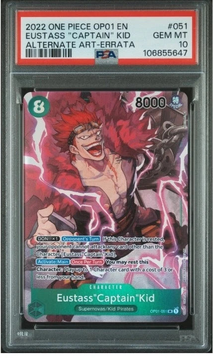 EUSTASS "CAPTAIN" KID ALT ART ERRATA PSA10 #051