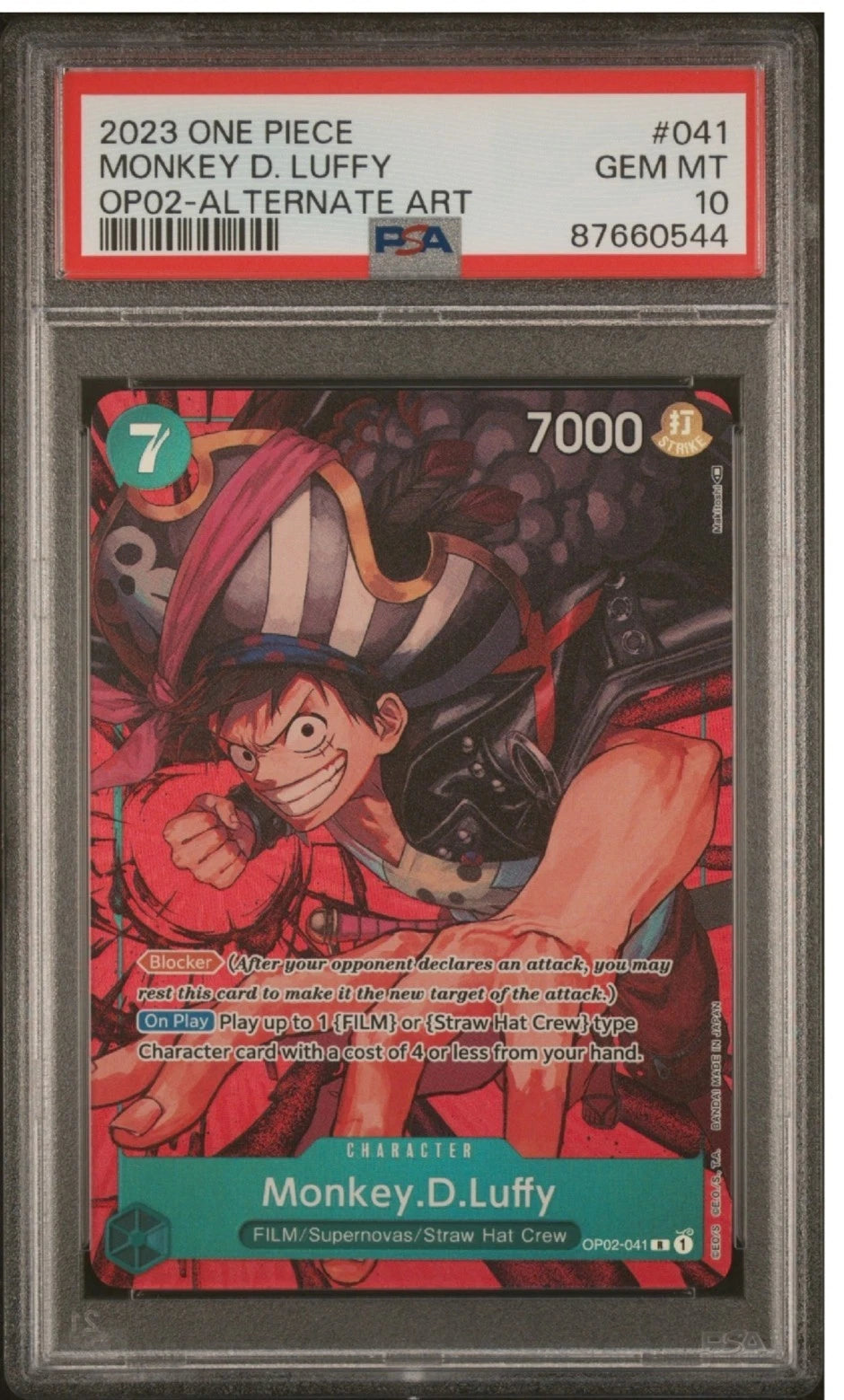 MONKEY D. LUFFY OP02 ALTERNATE ART #041 PSA10