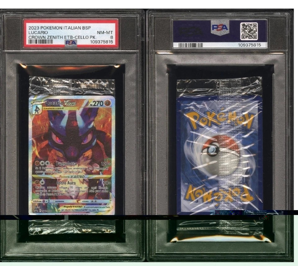 POKEMON ITALIAN BSP LUCARIO CROWN ZENITH ETB-CELLO PK. #SWSH291 PSA8